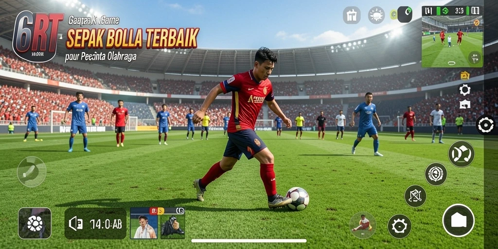 Tampilan gameplay menarik dari 6RT dengan aksi sepak bola yang seru.