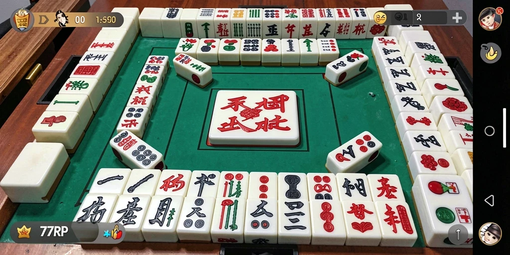 Screenshot gameplay Mahjong di 77RP yang menarik dan menantang.