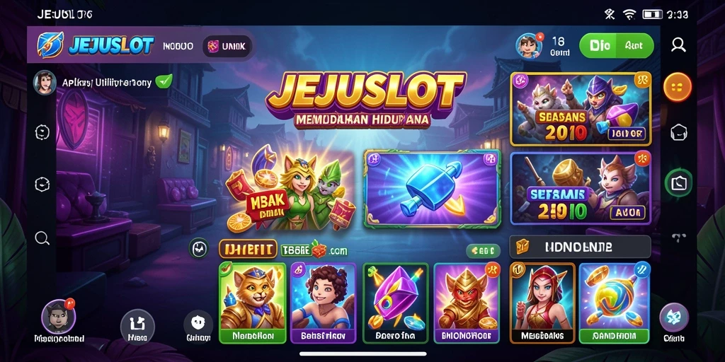 Screenshot utama JEJUSLOT menampilkan tampilan dashboard yang informatif.