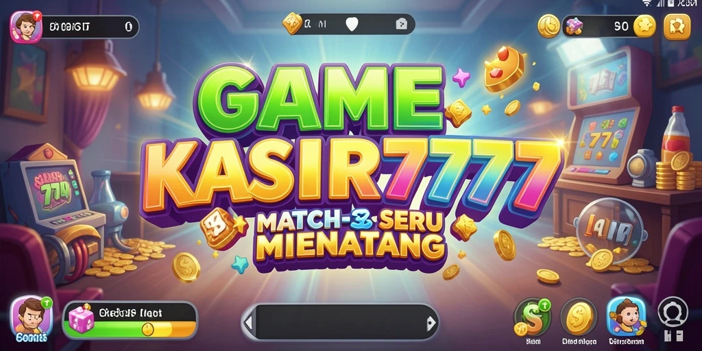Tampilan gameplay KASIR777 dengan grafis ceria dan tantangan Match-3.