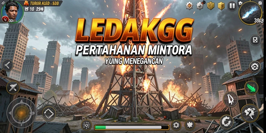 Tampilan gameplay Tower Defense yang mendebarkan dalam LEDAKGG.