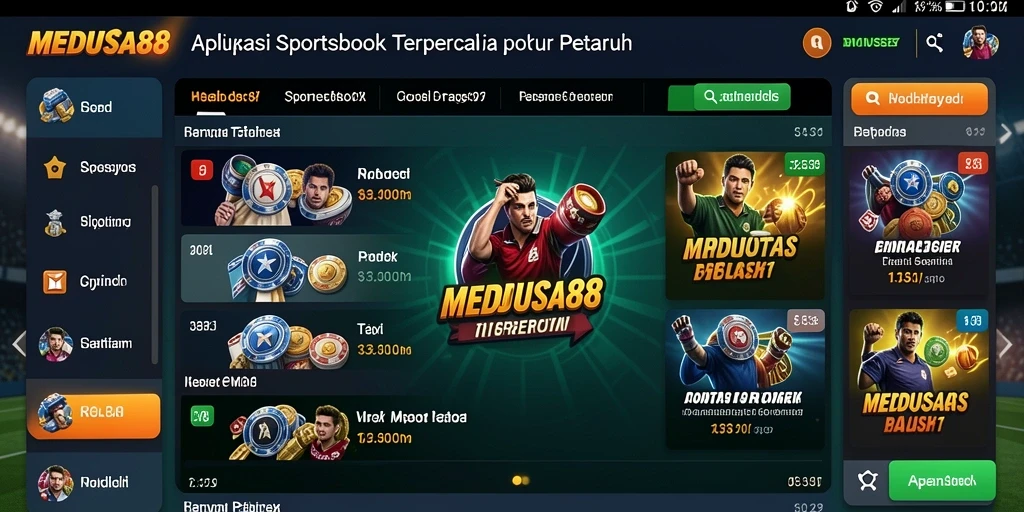Tampilan antarmuka pengguna dari aplikasi Sportsbook MEDUSA88.