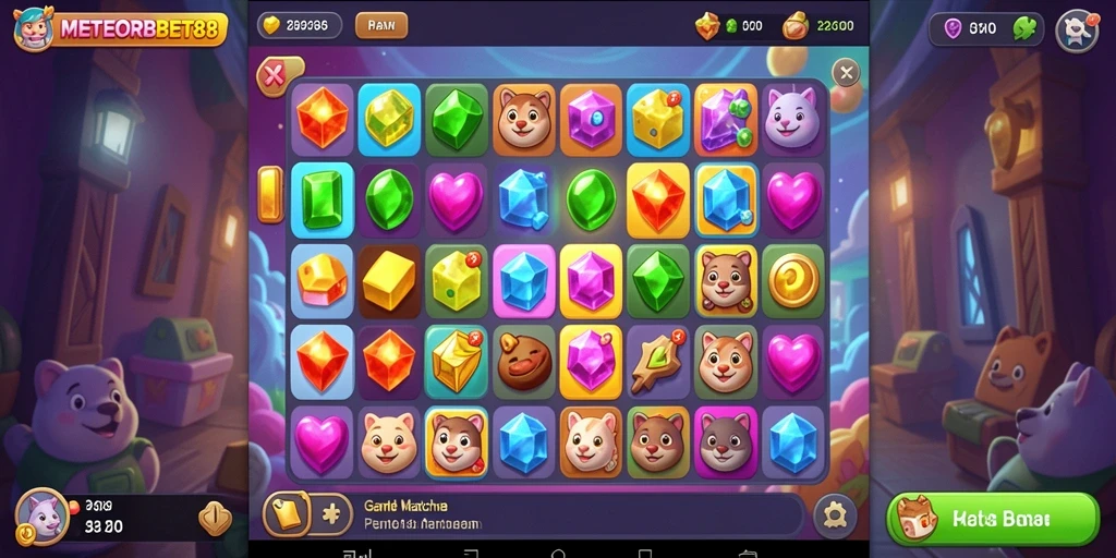 Gameplay seru METEORBET88 dengan kombinasi permata yang menantang.