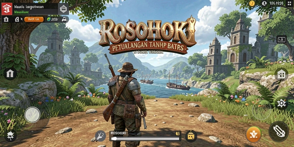 Tampilan gameplay ROSOHOKI yang menawan di dunia terbuka.