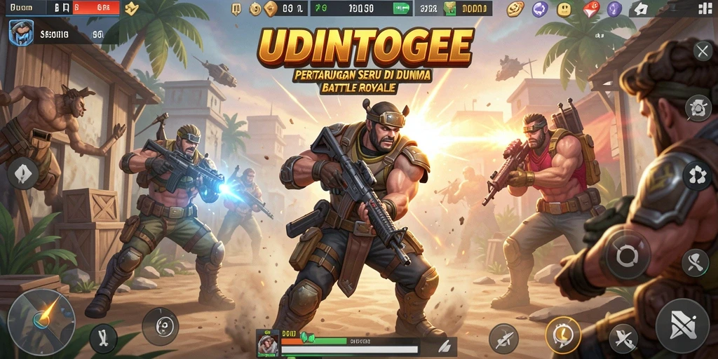 Tangkapan layar UTINTOGEL menampilkan gameplay Battle Royale yang seru.