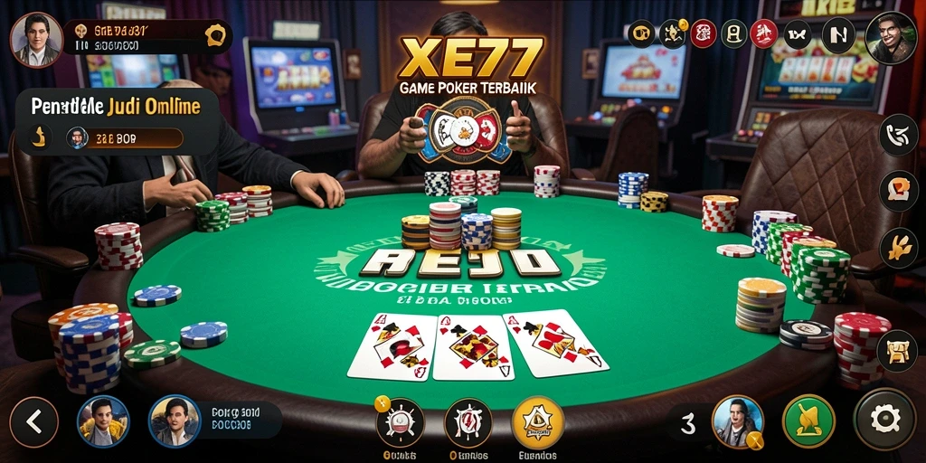 Tampilan gameplay Poker XE77 yang menarik dan mendebarkan.